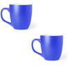 2x Blauwe drinkbekers/mokken blauw 440 ml - Bekers