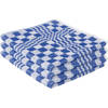 6x Blauwe handdoek / keukendoek met blokjesmotief 50 x 50 cm - Handdoeken