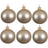 6x Glazen kerstballen mat licht parel/champagne 8 cm kerstboom versiering/decoratie - Kerstbal