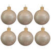 6x Glazen kerstballen glans licht parel/champagne 8 cm kerstboom versiering/decoratie - Kerstbal