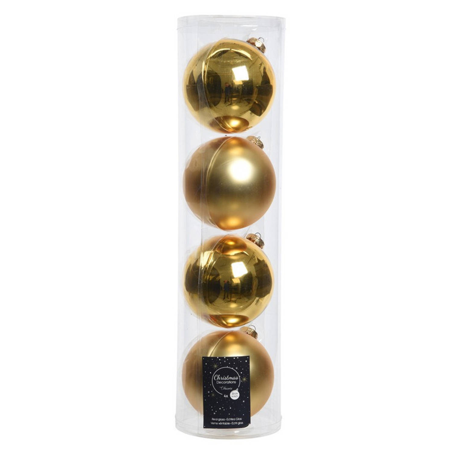 Tubes Met 12x Gouden Kerstballen Van Glas 10 Cm Glans En Mat - Kerstbal