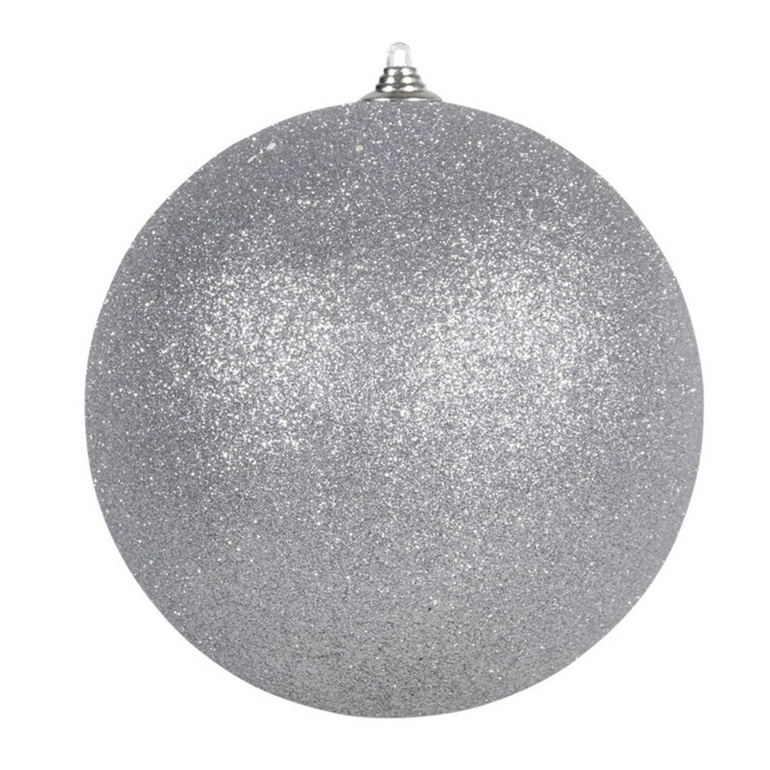 Othmar Decorations grote kerstbal - zilver - 10 cm - kunststof - glitters - Kerstbal