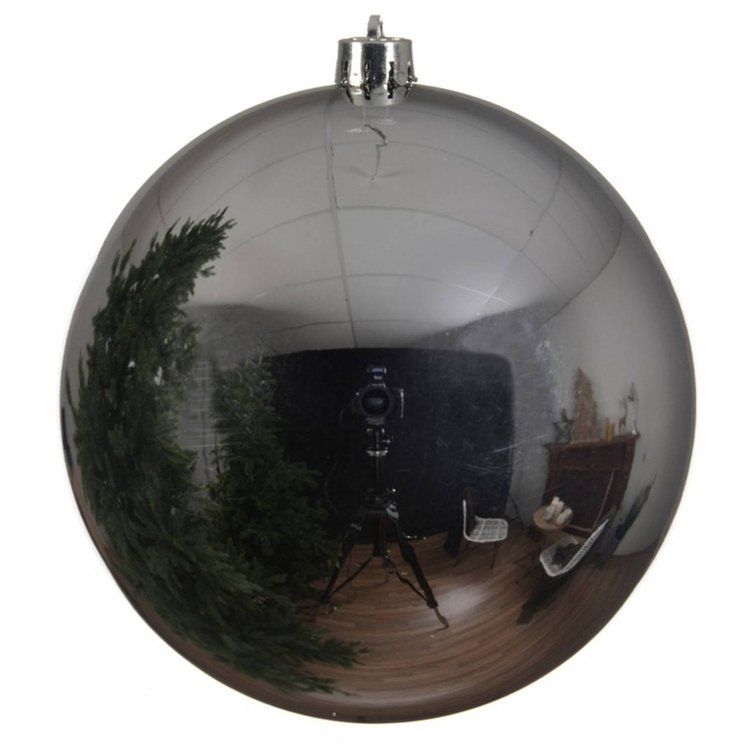 1x Grote Zilveren Kunststof Kerstballen Van 20 Cm Glans Zilveren Kerstboom Versiering