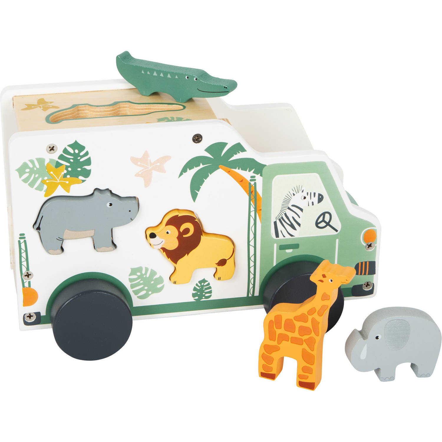 Small Foot speelgoedauto safari junior 23 x 13 cm hout 6 delig