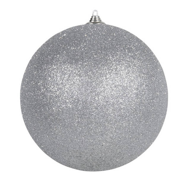 3x stuks grote glitter kerstballen van 18 cm set - Goud - Zilver - Rood - Kerstbal