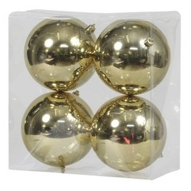 4x Kunststof kerstballen glanzend goud 12 cm kerstboom versiering/decoratie - Kerstbal