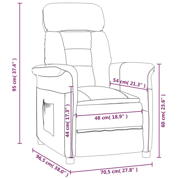 The Living Store Verstelbare Armstoel - Donkergrijs - Kunstsuède - 73 x 93 x 104 cm - Max - 110 kg