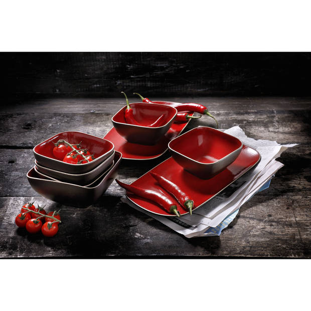Palmer Serviesset Lava Stoneware 6-persoons 24-delig Bruin Rood