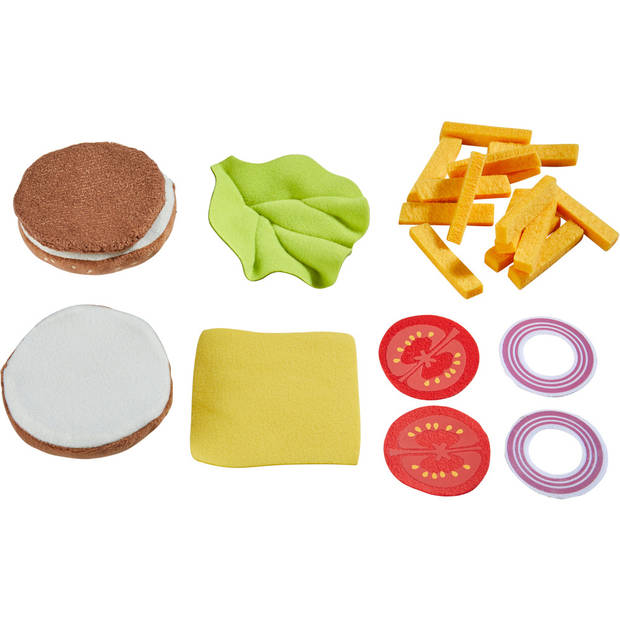 Haba speelgoedeten Hamburger met frietjes 8 x 8 cm polyester