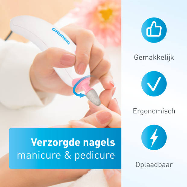 Grundig Manicure- en Pedicureset - Oplaadbaar - met 11 accessoires - Mooie Nagels, Zachte Voeten