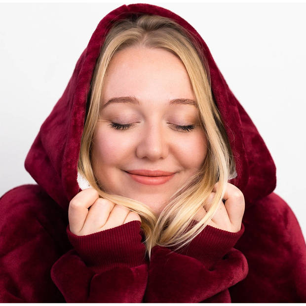 Homie Hoodie - Oversized hoodie - Hoodie Deken - Plaid met mouwen - Unisex - Eén maat - Roze