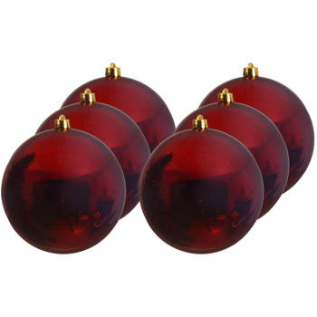 6x Grote raam/deur/kerstboom decoratie donker rode kerstballen 20 cm glans - Kerstbal