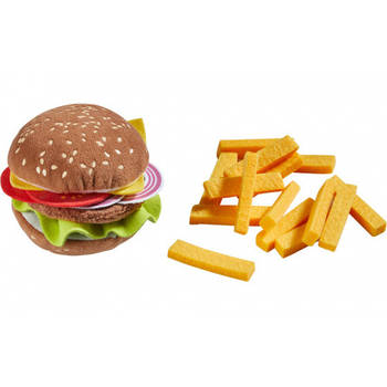 Haba speelgoedeten Hamburger met frietjes 8 x 8 cm polyester