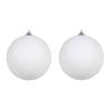 2x Witte grote kerstballen met glitter kunststof 18 cm - Kerstbal