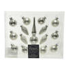 Zilveren glazen kerstballen 3 cm en piek set voor mini kerstboom 15-dlg - Kerstbal