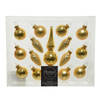 Decoris Kerstballen - 15 delig - goud - inclusief piek - 3 cm - Kerstbal