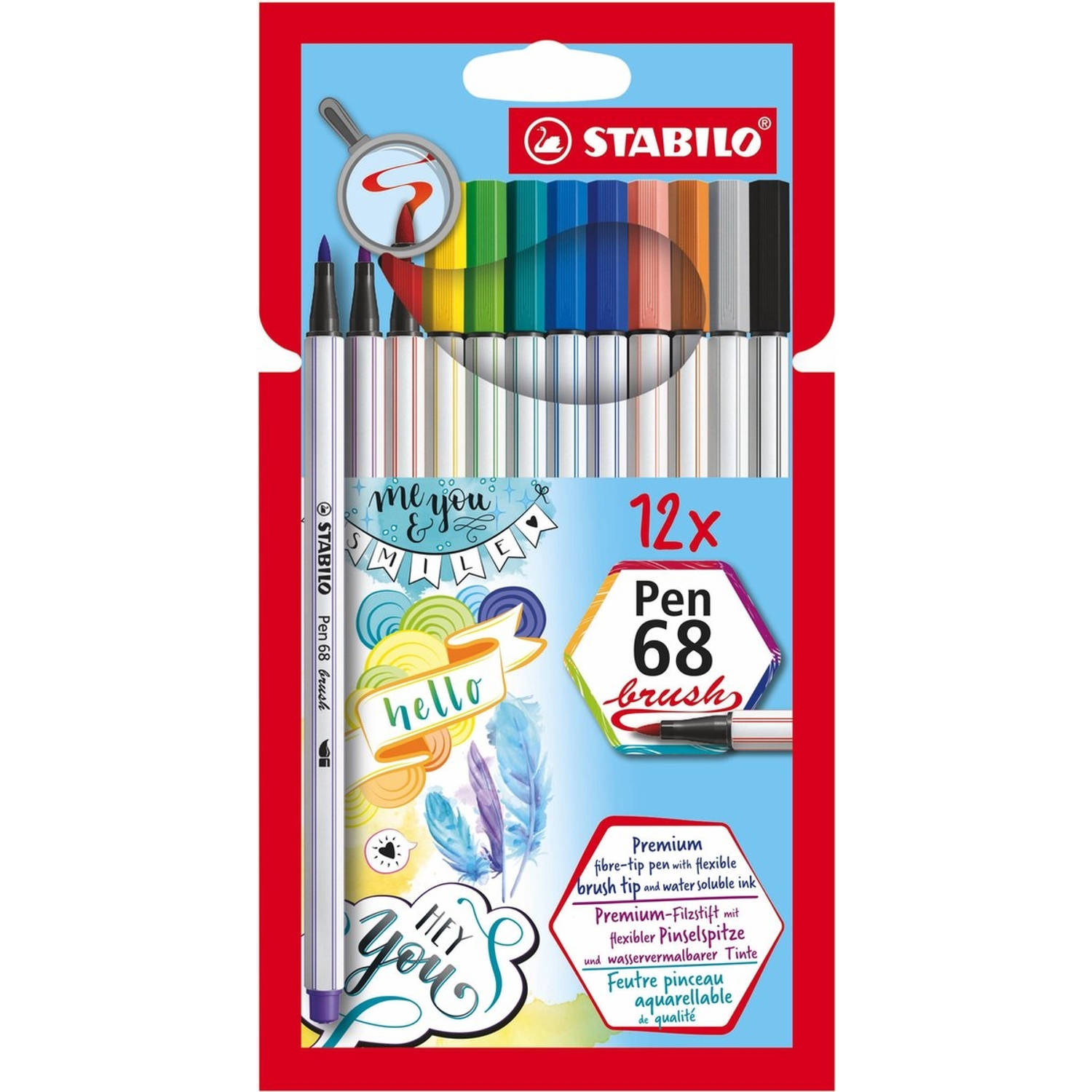 STABILO Pen 68 brush etui 12 kleuren