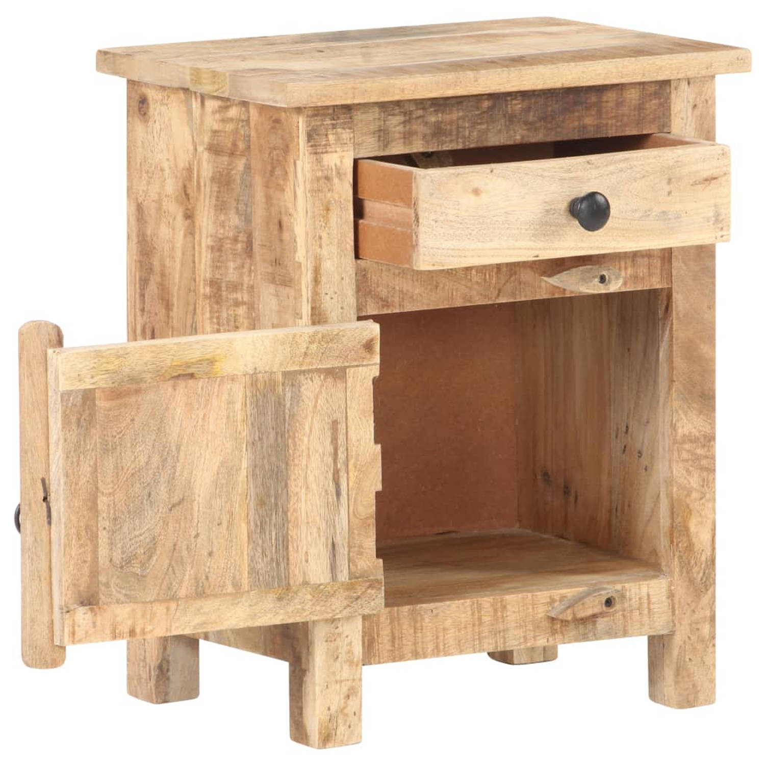 The Living Store Nachtkastje 40x30x50 cm ruw mangohout - Kast