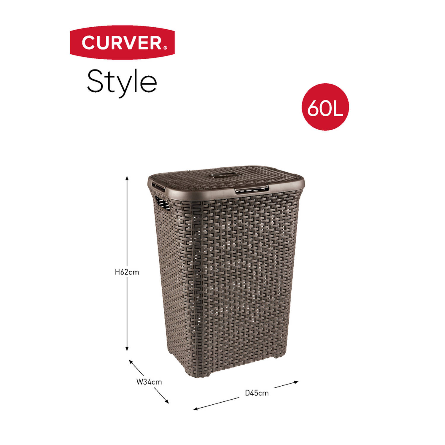 Curver Style Wasmand met - 60L - Bruin | Blokker