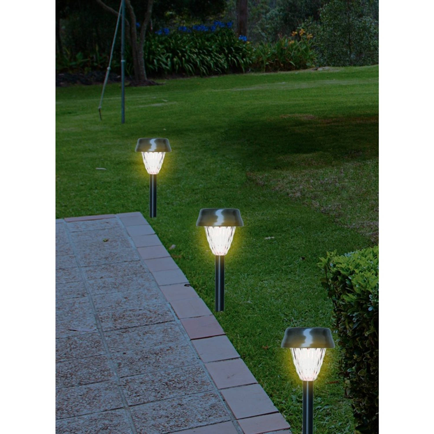 Buiten LED lantaarn stekers solar verlichting 24 cm - Prikspotjes | Blokker