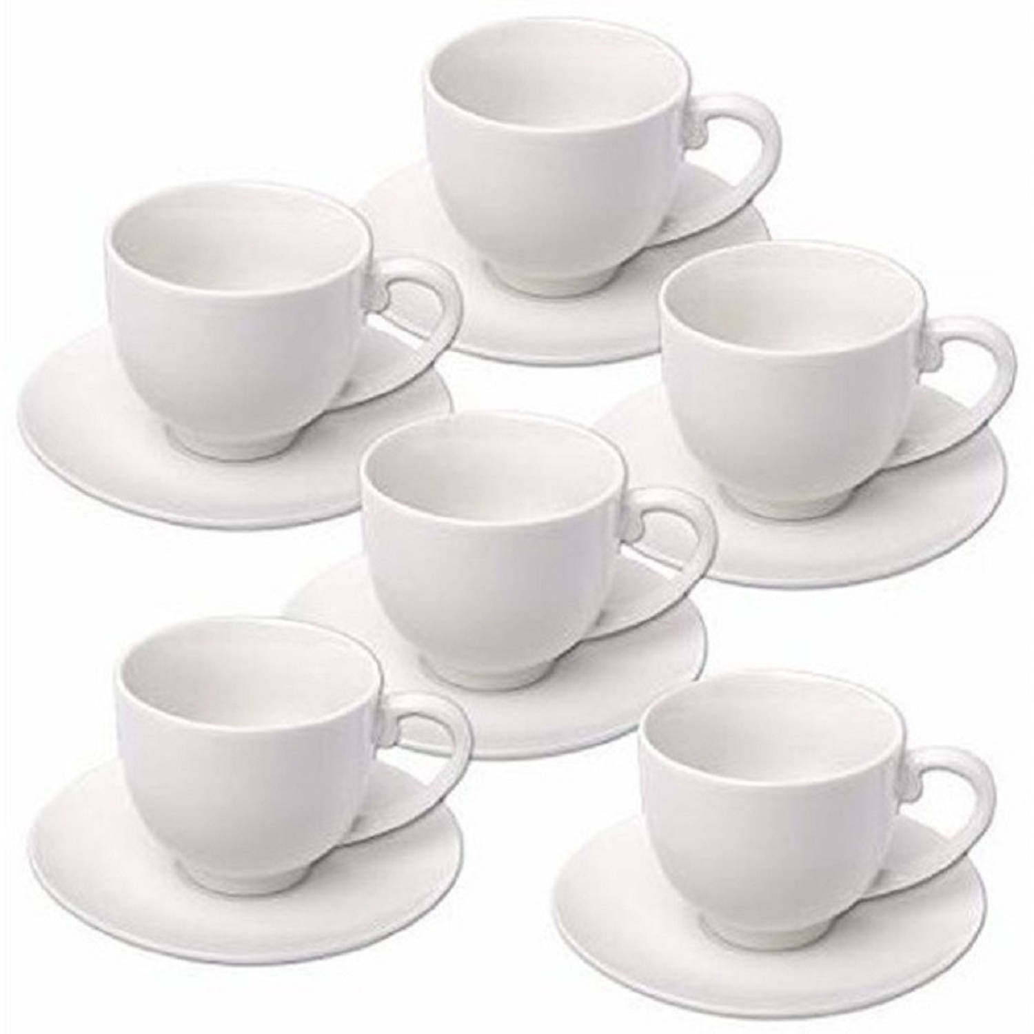 Set van 12x stuks Espresso koffie kop- en schotels - Koffie- en theeglazen