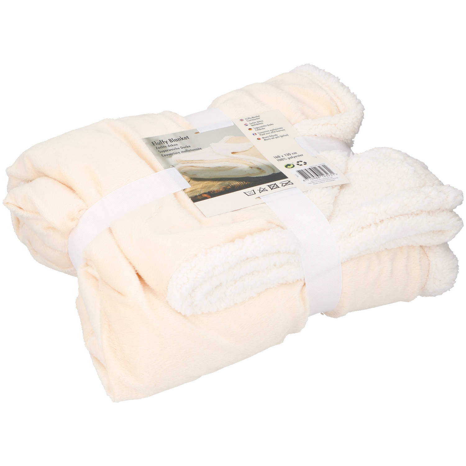 Zachte deken/plaid sherpa beige x 160 cm - Plaids | Blokker