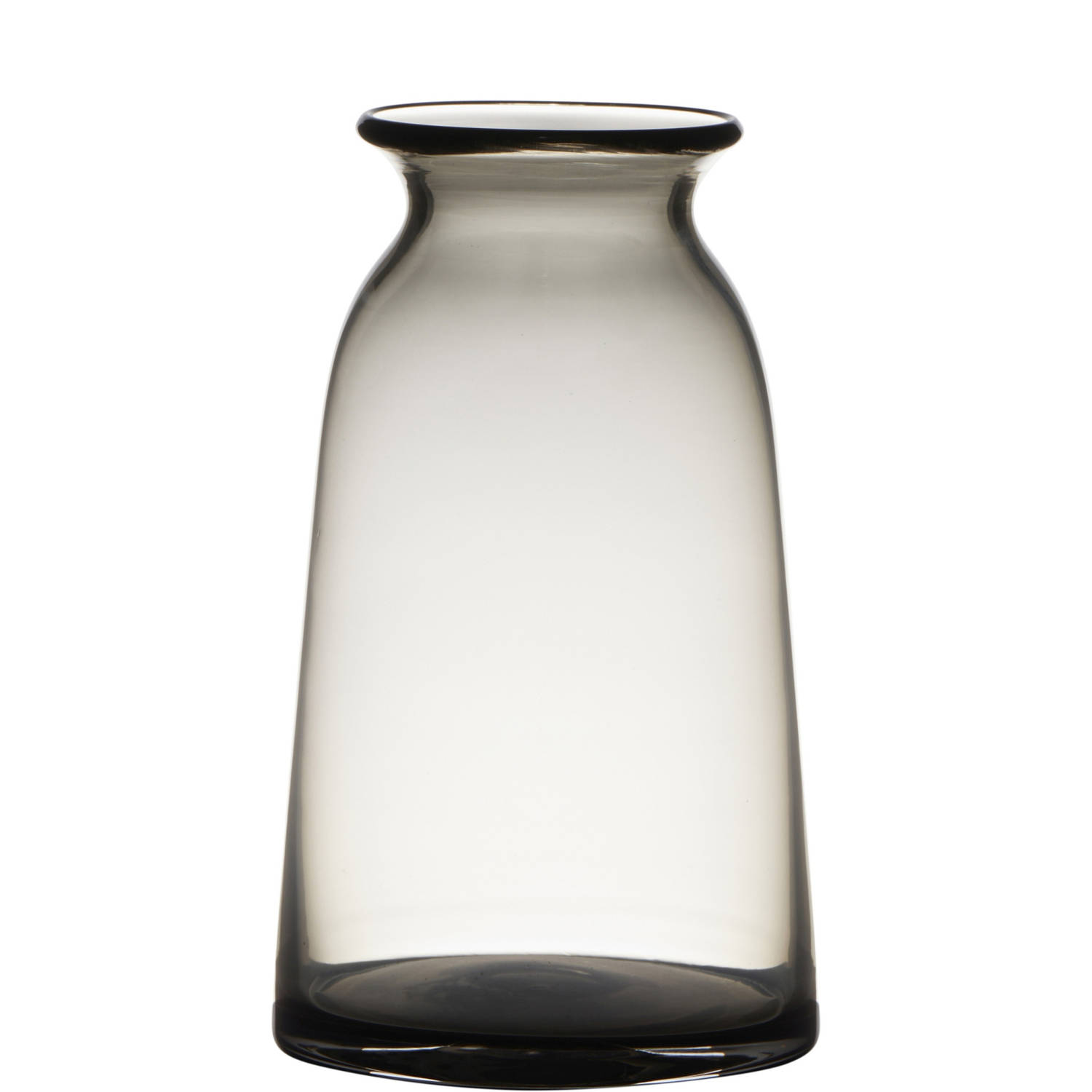 Transparante Home-basics Grijze Vaas-vazen Van Glas 23.5 X 12.5 Cm Bloemen-takken-boeketten Vaas Voo