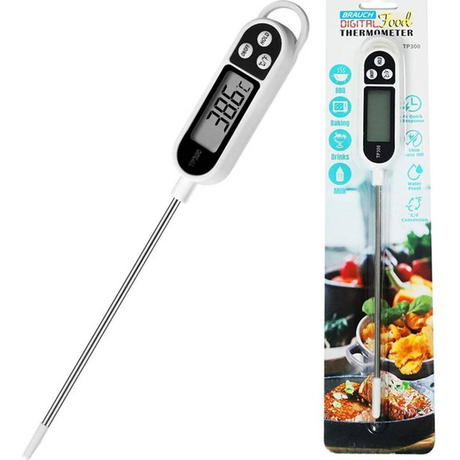 Brauch Digitale Thermometer Voor Keuken, Koken, Voedsel Melk, Vlees, Oven, Bbq, Water, Thee Voor Bin