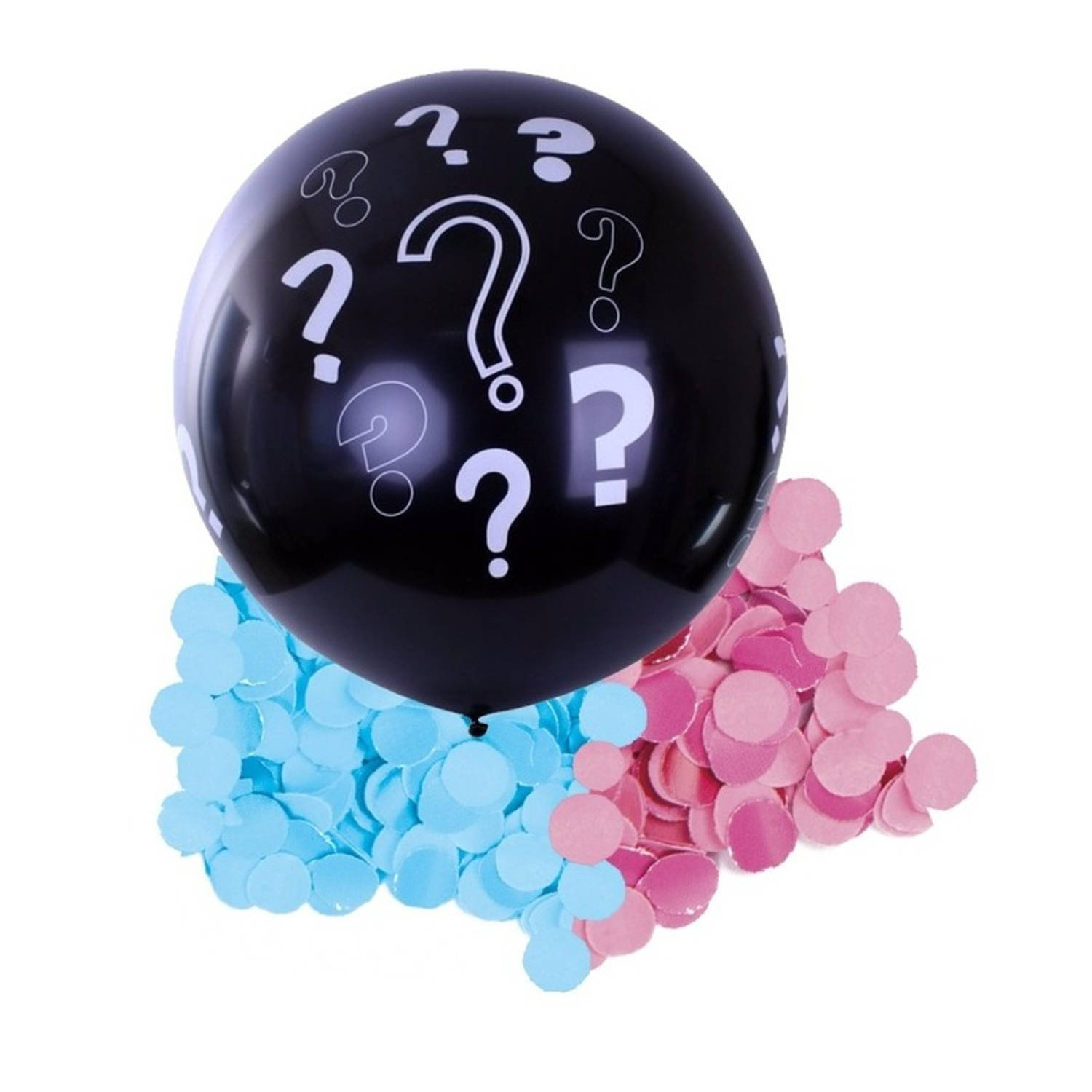 Gender Reveal Ballon Inclusief Roze En Blauwe Confetti - 90 Cm - Geslachtsonthulling Versiering