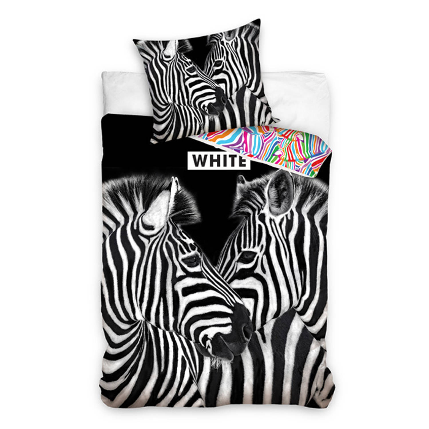 Dekbedovertrek Zebra's - Zwart/Wit - 1-Persoons 140x200 cm