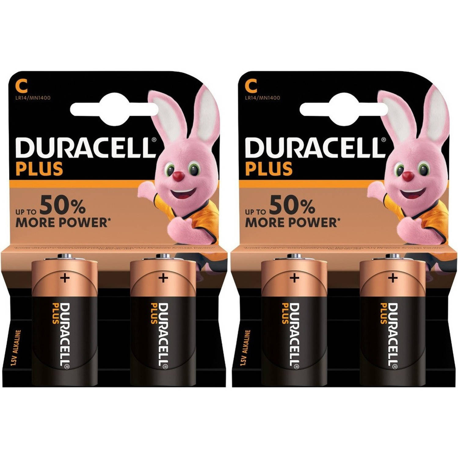 Set van 4x Duracell C Plus alkaline batterijen LR14 MN1400 1.5 V - Batterijen