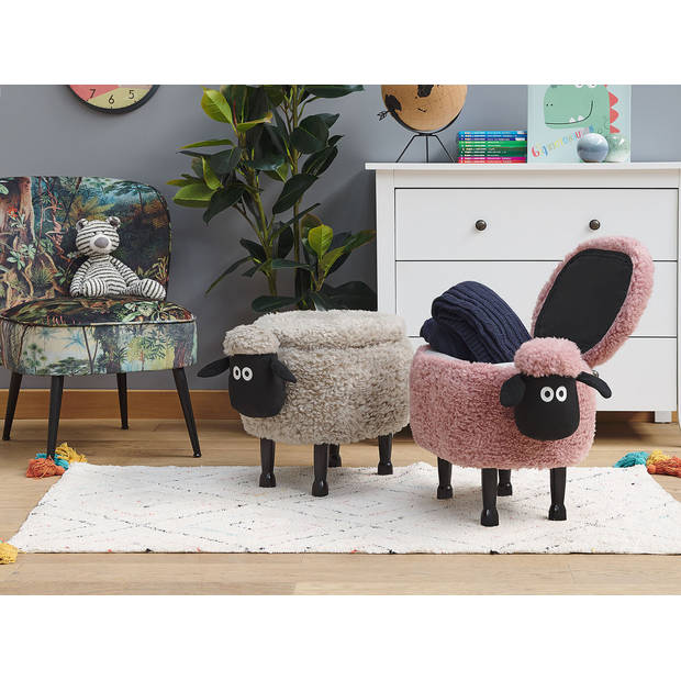 Beliani SHEEP - Dierenhocker-Roze-Polyester