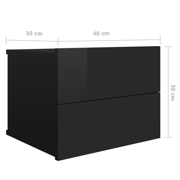 vidaXL Nachtkastje 40x30x30 cm bewerkt hout hoogglans zwart