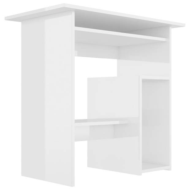 The Living Store Bureau Modern - Computerbureau - 80 x 45 x 74 cm - Hoogglans wit