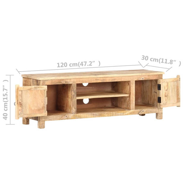 The Living Store TV-meubel Mangohout - 120 x 30 x 40cm - Gesneden bloemontwerp