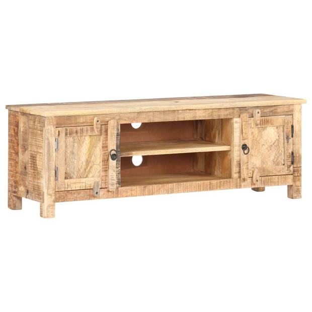 The Living Store TV-meubel Mangohout - 120 x 30 x 40cm - Gesneden bloemontwerp