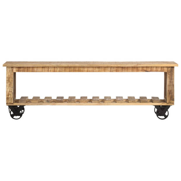 The Living Store Rustieke Houten TV-Kast - 130x30x42 cm - Massief Ruw Mangohout - Vintage Stijl