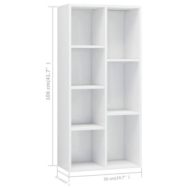 vidaXL Boekenkast 50x25x106 cm bewerkt hout hoogglans wit