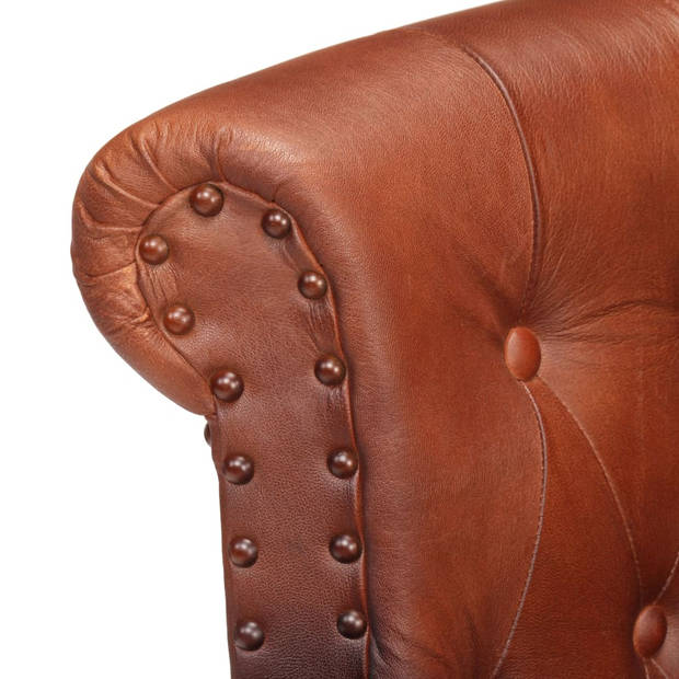 The Living Store Vintage Fauteuil - Echt Geitenleer - Bruin - 77x63x76 cm