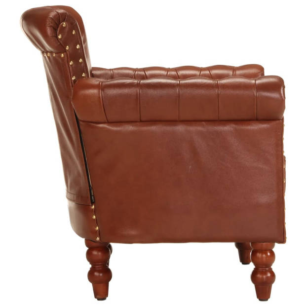 vidaXL Fauteuil echt geitenleer bruin