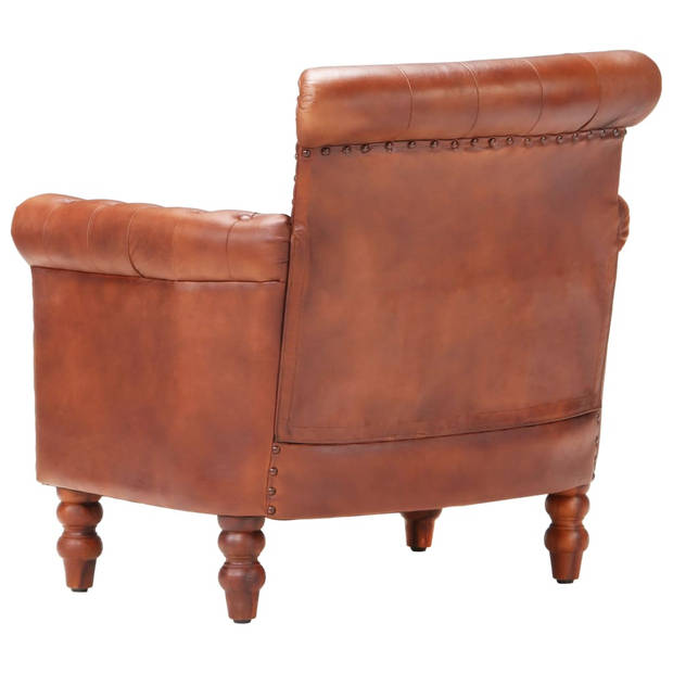 The Living Store Vintage Fauteuil - Echt Geitenleer - Bruin - 77x63x76 cm