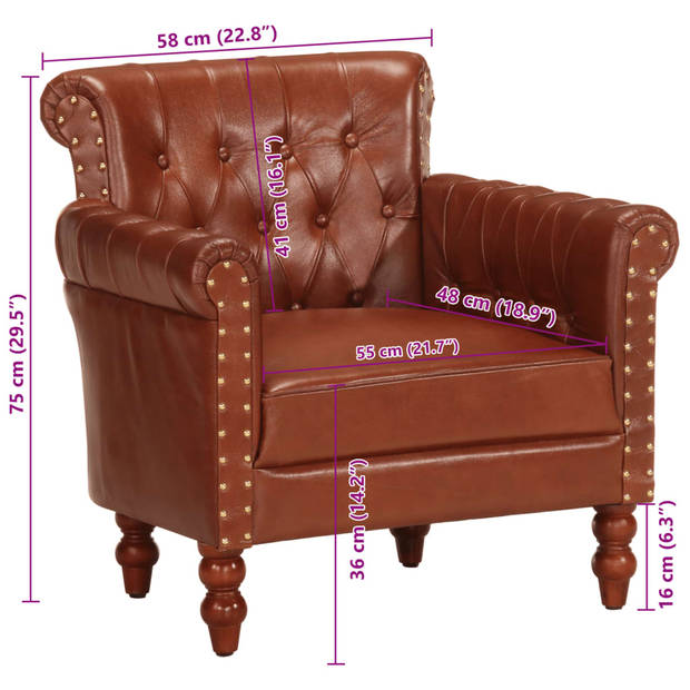 vidaXL Fauteuil echt geitenleer bruin