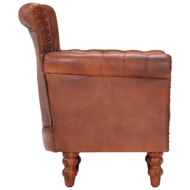 The Living Store Vintage Fauteuil - Echt Geitenleer - Bruin - 77x63x76 cm