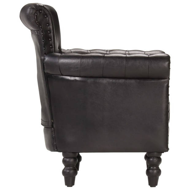 The Living Store Vintage Fauteuil - Echt Geitenleer - Massief Mangohout - 77 x 63 x 76 cm