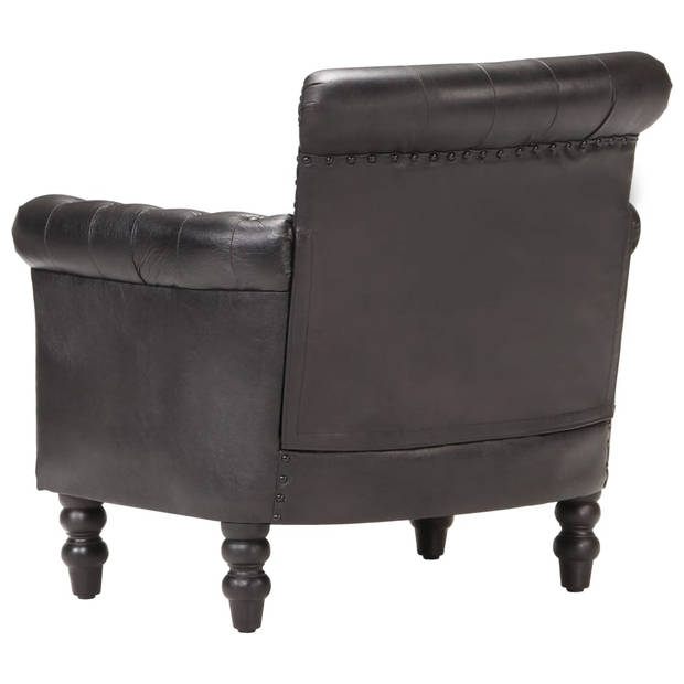 The Living Store Vintage Fauteuil - Echt Geitenleer - Massief Mangohout - 77 x 63 x 76 cm