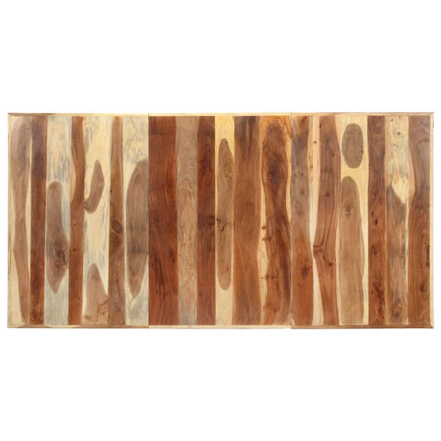 The Living Store Industriële eettafel - 200 x 100 x 75 cm - Acaciahout en rubberwood - Honingkleurige afwerking -