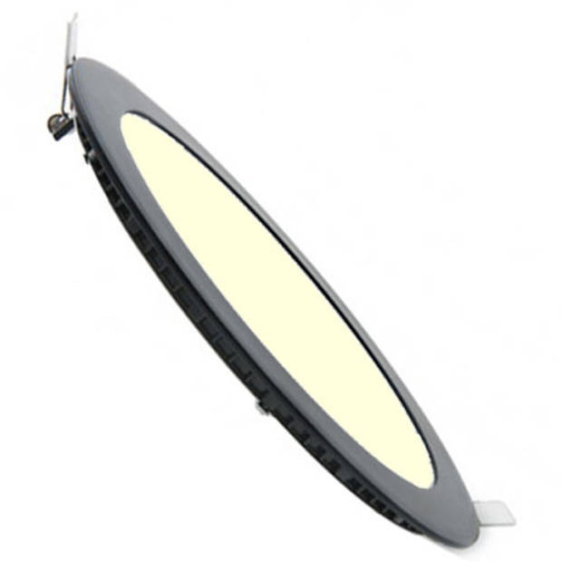 LED Downlight Slim - Inbouw Rond 6W - Dimbaar - Warm Wit 3000K - Mat Zwart Aluminium - Ø120mm