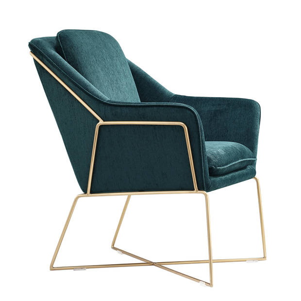 Design fauteuil Selena - Smaragd groen / gouden frame