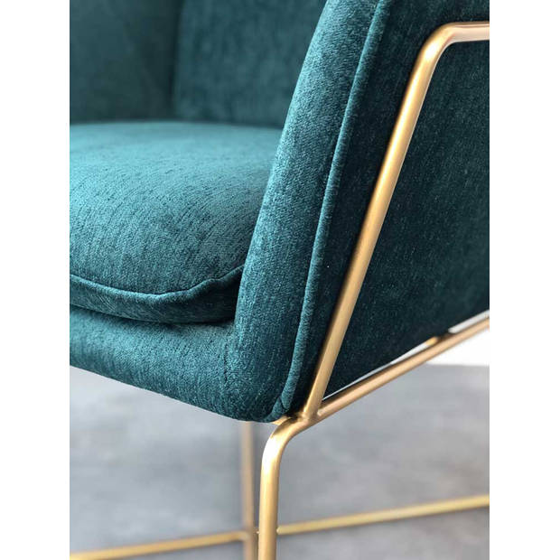 Design fauteuil Selena - Smaragd groen / gouden frame