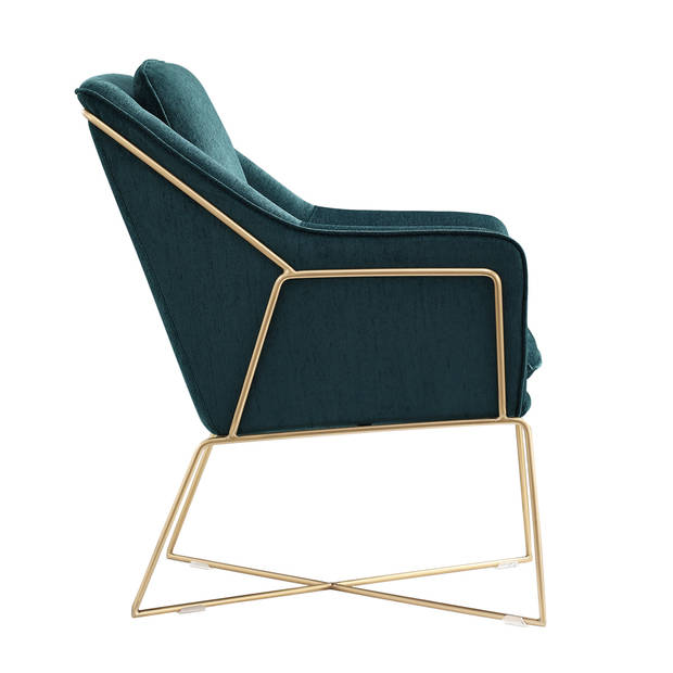 Design fauteuil Selena - Smaragd groen / gouden frame